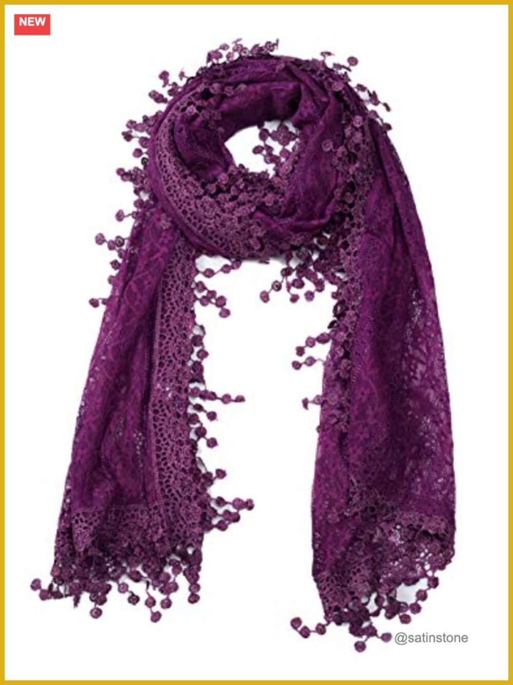 Women's Lace Fringe Crochet Tassel Scarf Lightweight Versatile Shawl Wrap